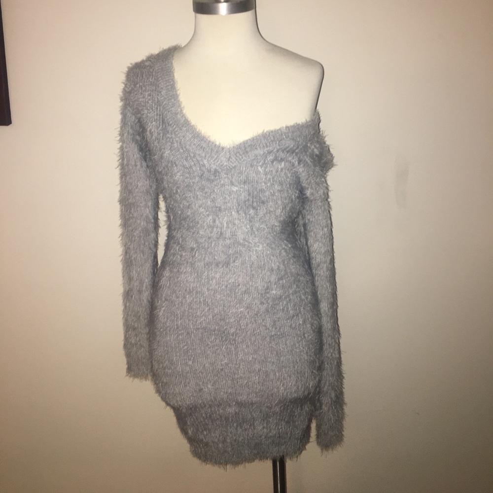 Missguided Fluffy Off-the -Shoulder Dress